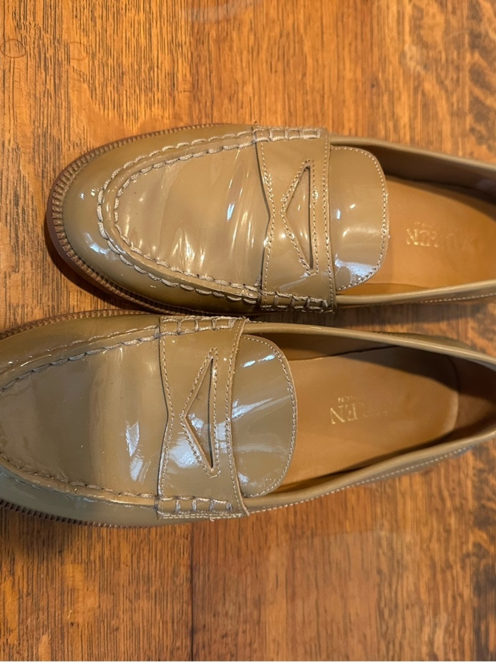 Lauren Ralph Lauren Beige Patent Leather Penny Loafers - Picture 4 of 10